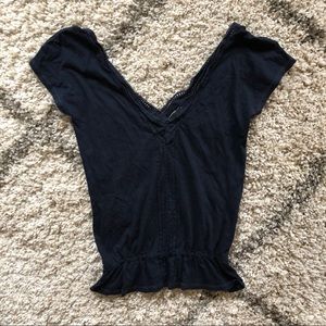 Abercrombie & Fitch V Neck Navy Top